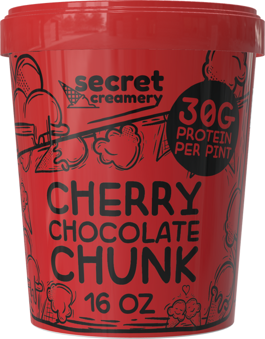 Secret Creamery Cherry Chocolate Chunk High Protein 16 oz pint — 30g protein per pint