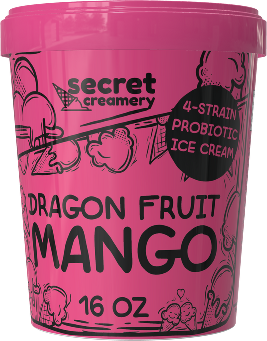 Secret Creamery Dragon Fruit Mango Probiotic 16 oz pint — 4-strain probiotic ice cream